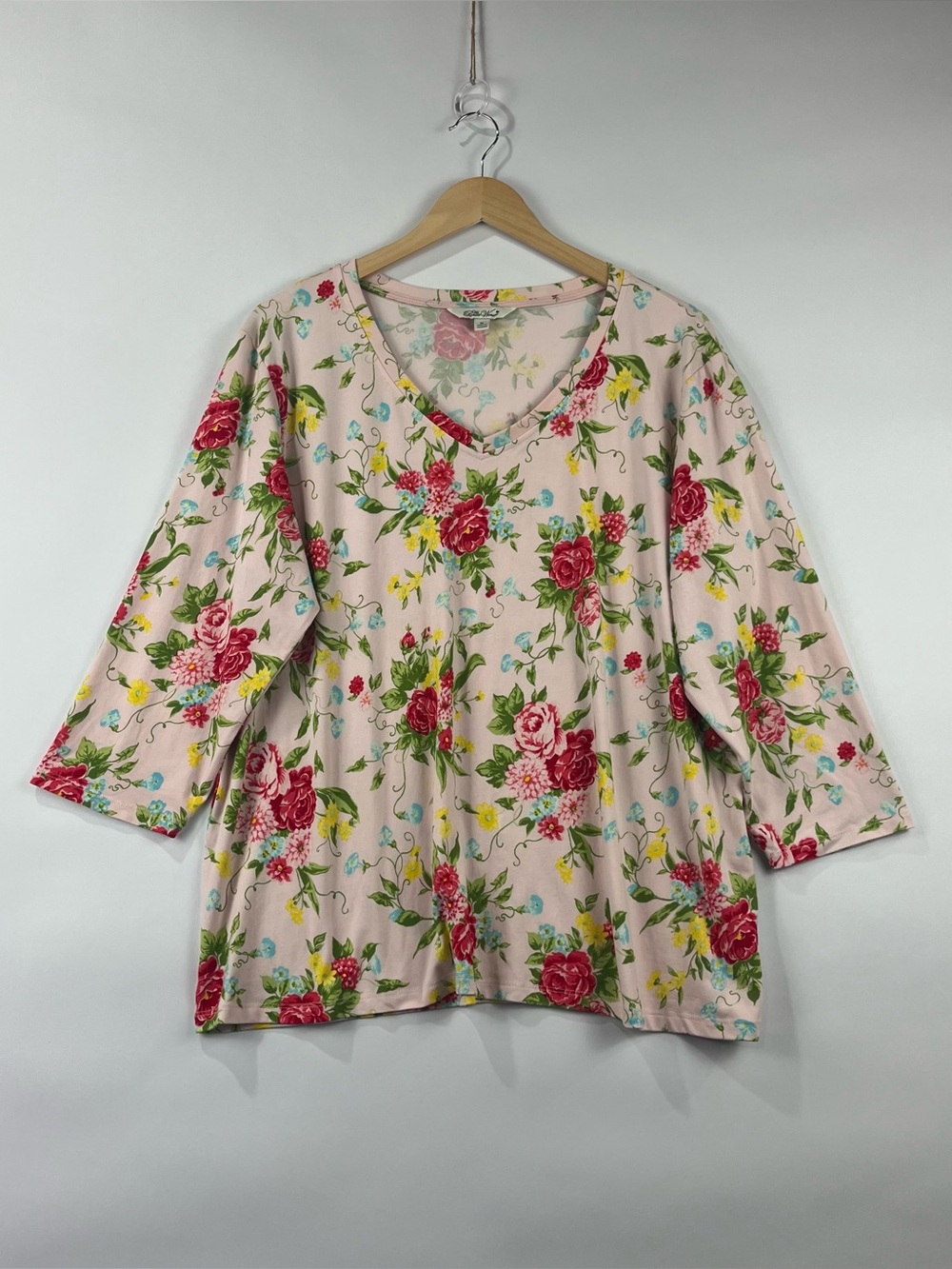The Pioneer Woman Floral V Neck Soft Stretch Top XL
